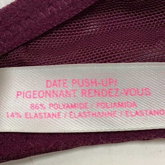 Victoria’s Secret PINK Date Push Up Burgundy Wine Embroidered Lace Bra NWOT - Picture 4 of 11